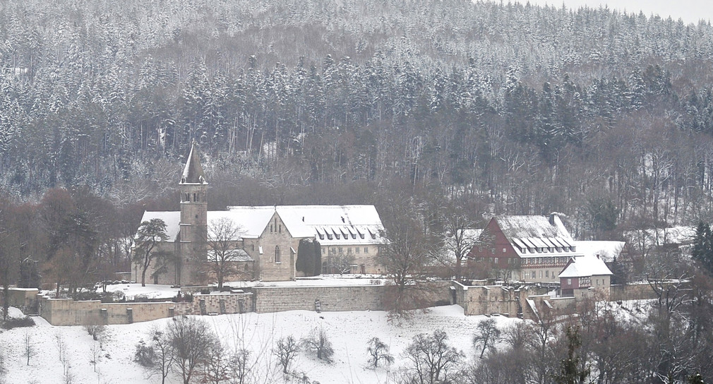 Das Kloster Lorch von Schnee eingehüllt. (Foto: © dpa)