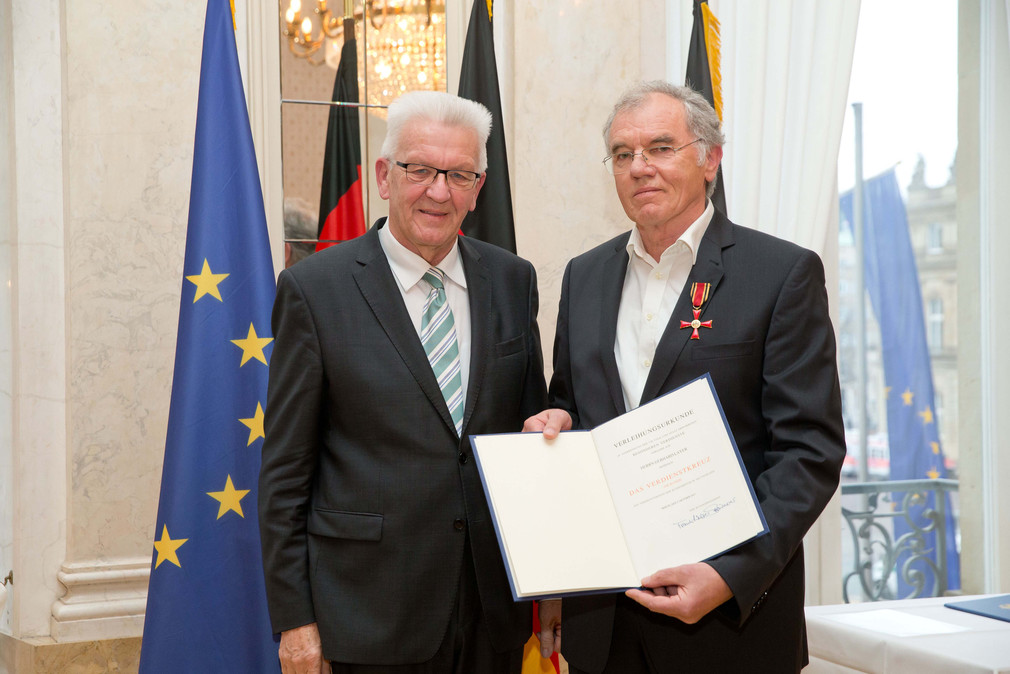 Ministerpräsident Winfried Kretschmann (l.) und Gerhard Layer (r.)