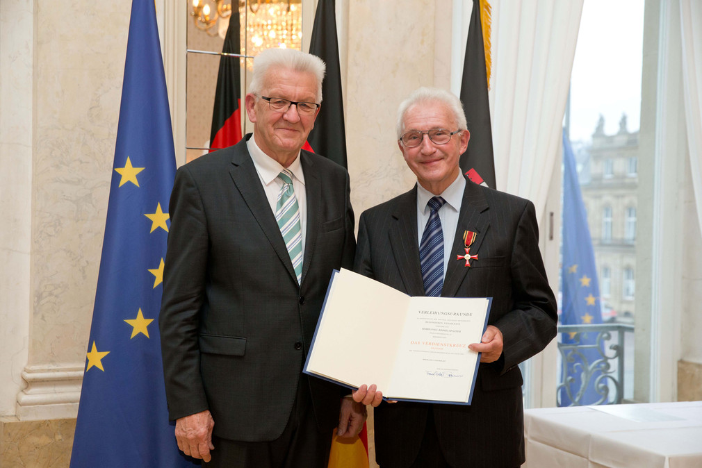 Ministerpräsident Winfried Kretschmann (l.) und Paul Rimmelspacher (r.)
