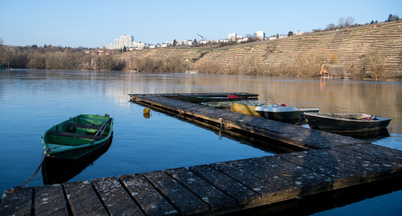 Stuttgart: Boote liegen auf dem Max-Eyth-See. (Foto: © dpa)