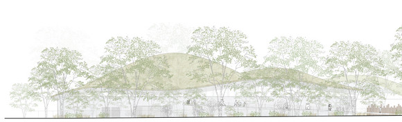 Visualisierung des künftigen Elefantenhauses der Wilhelma, Ansicht Rosensteinpark.