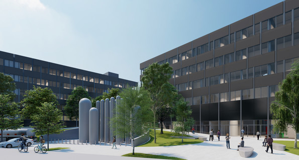 Visualisierung des Neubaus Physik an der Universität Stuttgart