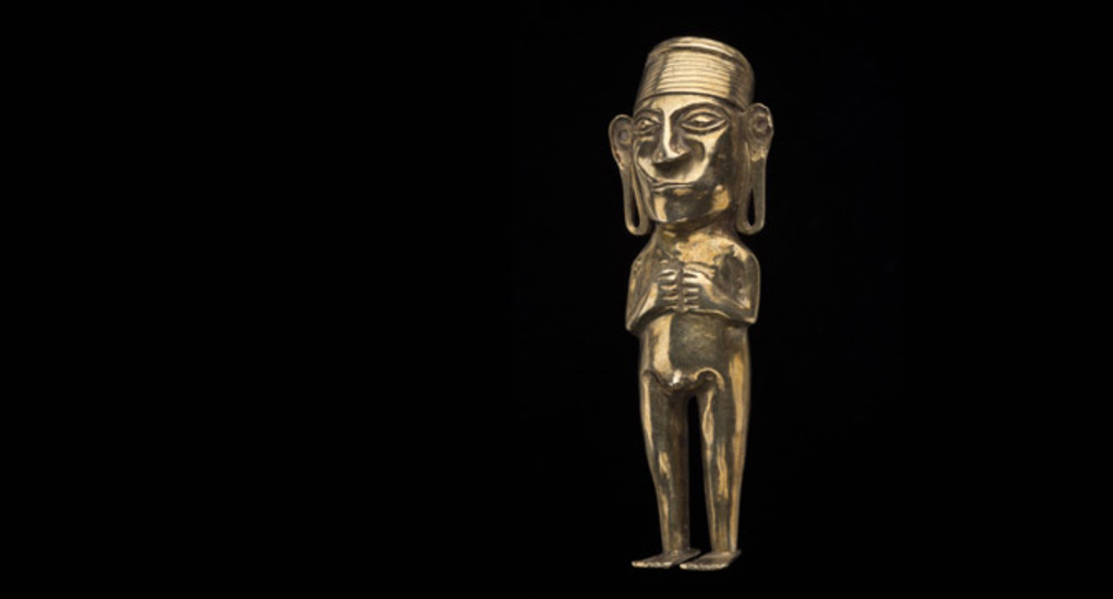 "Orejón": Goldene Figur eines Inka-Adligen, Peru, Inka-Kultur, Imperiale Phase 15. – 16. Jh.