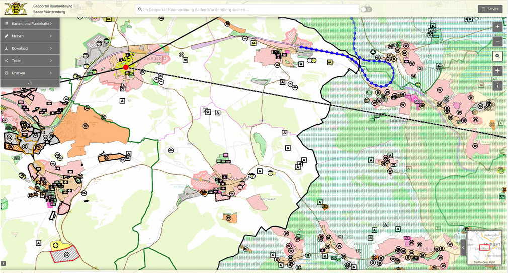 Das Land stellt digitale Daten der Raumordnung ab sofort allen Bürgern und Interessierten auf dem neuen Geoportal Raumordnung BW zur Ansicht und zum Download kostenlos zur Verfügung.