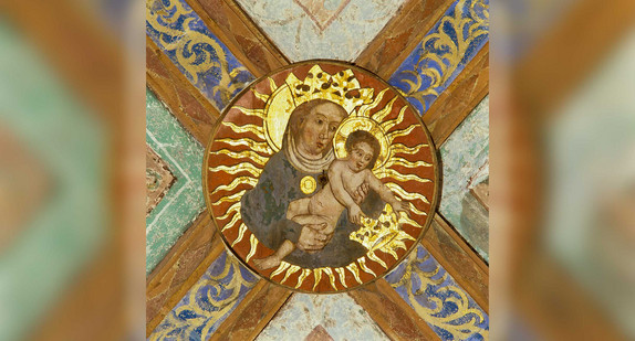 Klosterkirche Maulbronn, Schlussstein, auf Holz gemalt (1510).