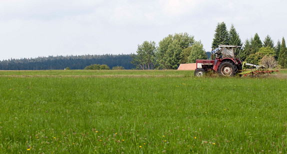 Traktor mäht Wiese