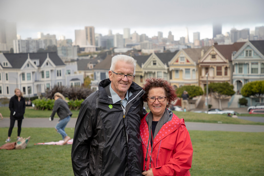 Ministerpräsident Winfried Kretschmann und seine Ehefrau Gerlinde bei einer Stadtführung in San Francisco (Foto: Staatsministerium Baden-Württemberg)