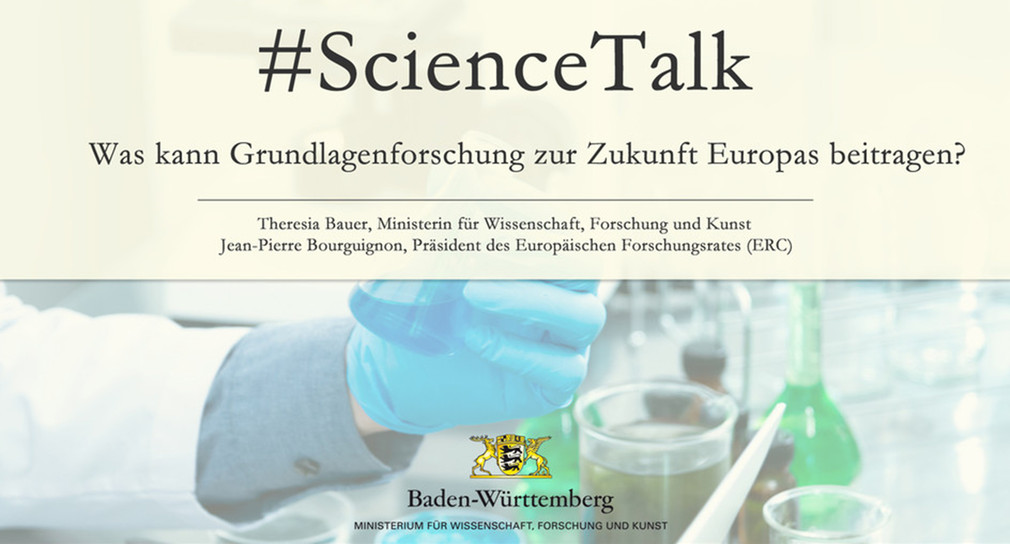 Ankündigung des #ScienceTalks mit ERC-Präsident Bourgignon (Bild: Wissenschaftsministerium Baden-Württemberg)