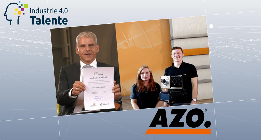 Staatssekretär Dr. Patrick Rapp mit den Preisträgern der Firma AZO GmbH + Co. KG, Osterburken