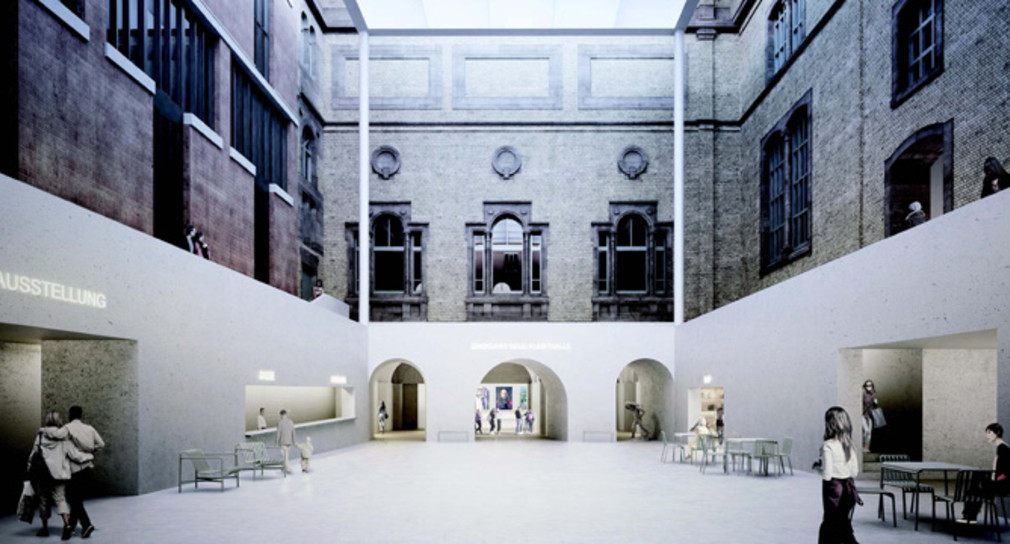 Visualisierung des Innenhofes der Staatlichen Kunsthalle Karlsruhe (Bild: © Staab Architekten, Berlin)
