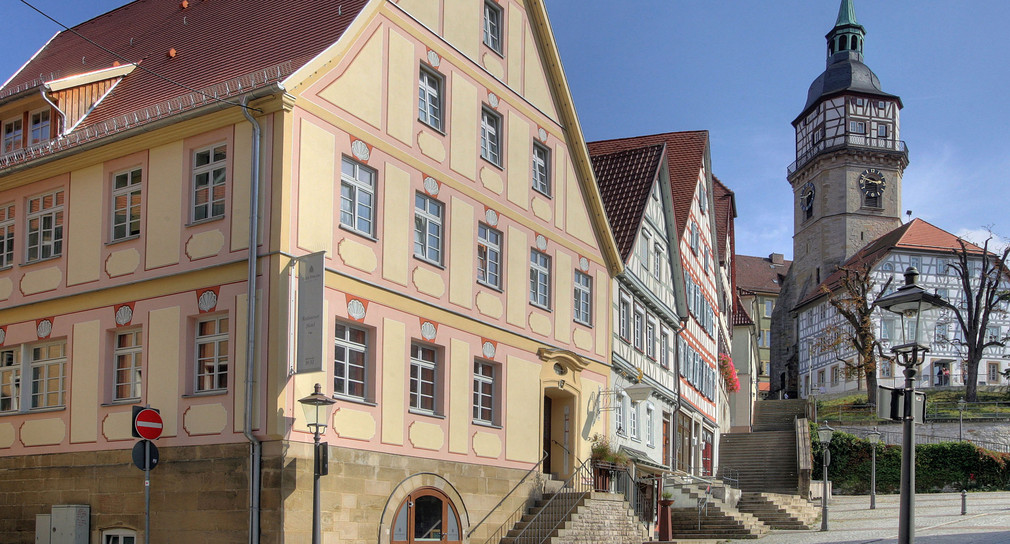 Blick auf das modernisierte Kulturdenkmal Alte Vogtei in Backnang 