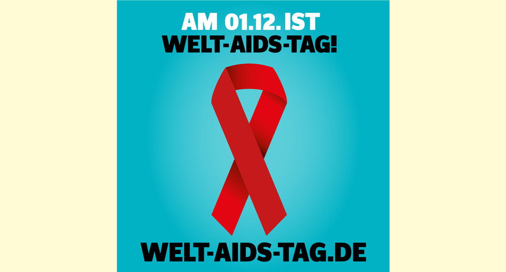 Rote Schleife mit Text am 21. Dezember ist Welt-AIDS-Tag