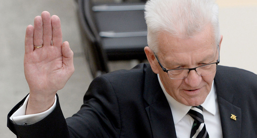 Winfried Kretschmann is sworn in as the Minister-President of Baden-Wurttemberg in the state parliament  in Stuttgart (picture: dpa).