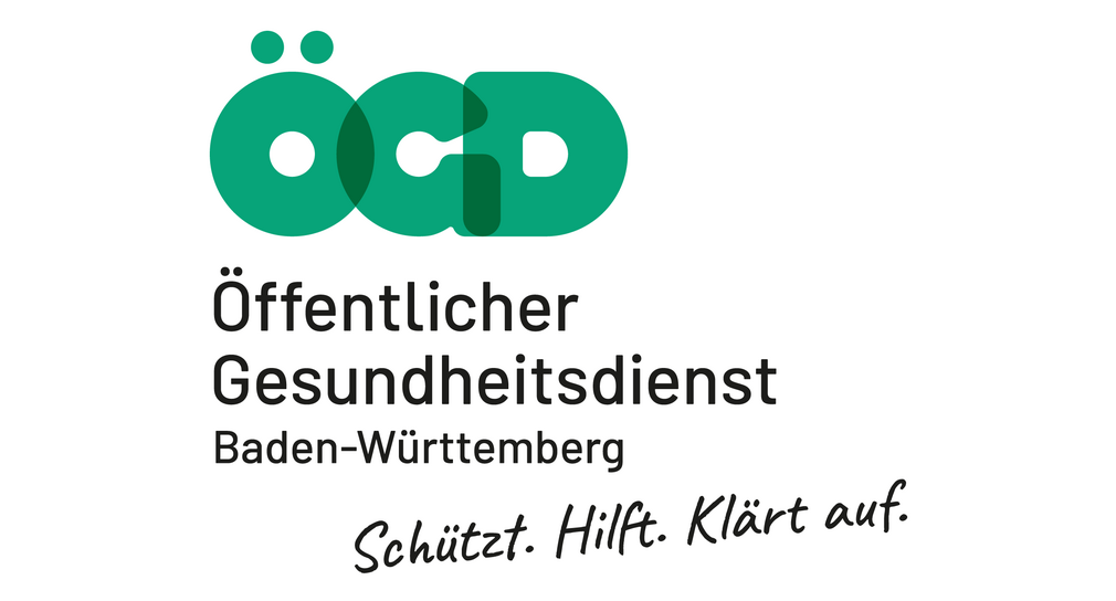 Logo Öffentlicher Gesundheitsdienst. Die Abkürzung "ÖGD" ist in dicken Buchstaben dargestellt. Darunter steht in "Öffentlicher Gesundheitsdienst - Schützt. Hilft. Klärt auf."
