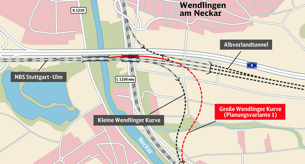 Große Wendlinger Kurve (Grafik: Deutsche Bahn Projekt Stuttgart-Ulm GmbH Dez. 2017)