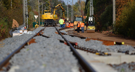 Eine Gleisbaustelle der Deutschen Bahn.