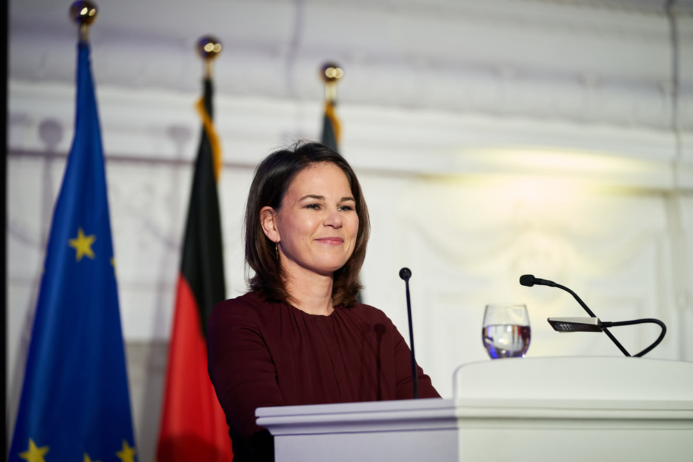 Bundesaußenministerin Annalena Baerbock bei ihrer Rede 