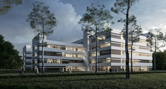 Rendering des künftigen Erweiterungsbaus, Außenansicht / Quelle: Heinle, Wischer und Partner Freie Architekten