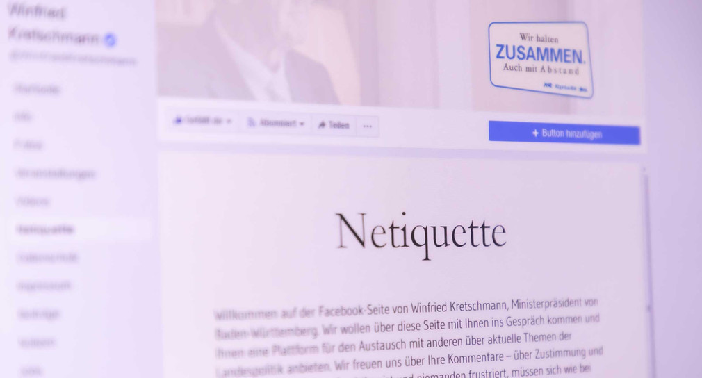 Die Netiquette auf der Facebookseite von Ministerpräsident Winfried Kretschmann.