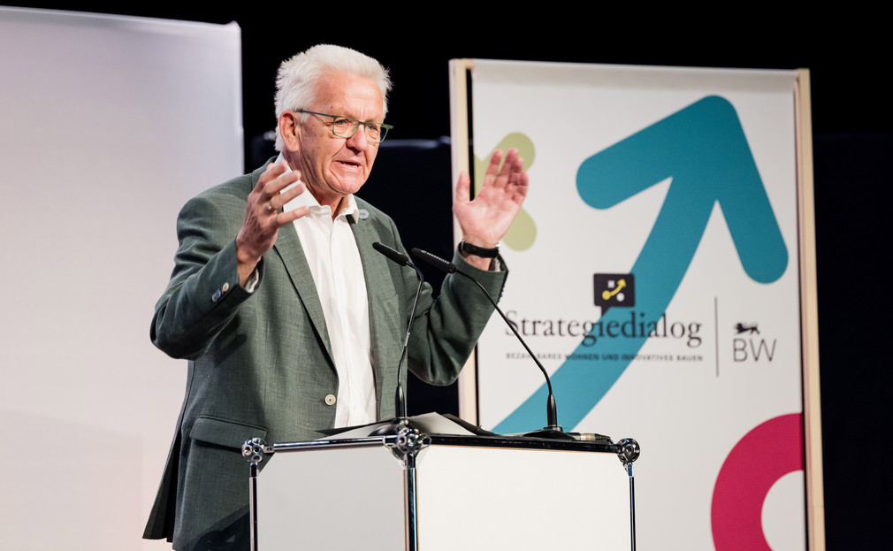 Ministerpräsident Winfried Kretschmann bei seiner Ansprache