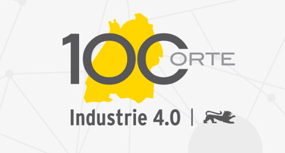 Wort-Bild-Marke für den Wettbewerb 100 Orte für Industrie 4.0 Baden-Württemberg