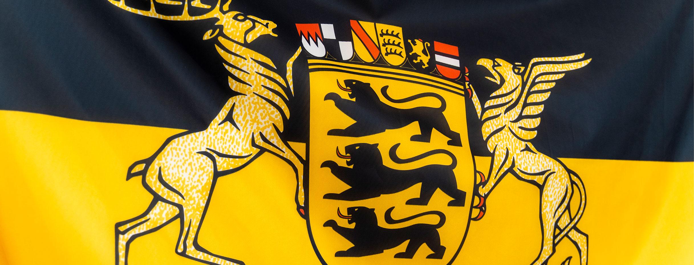 Detail from the State flag with the Baden-Württemberg coat of arms.