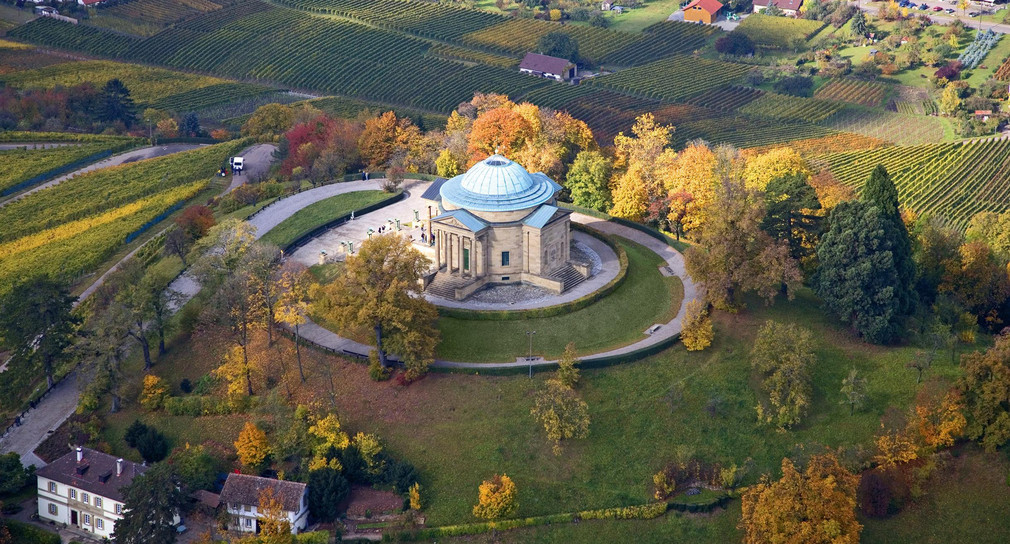 Die Grabkapelle aus der Vogelperspektive. (Bild: Achim Mende / Staatliche Schlösser und Gärten Baden-Württemberg)
