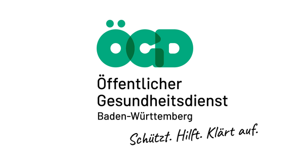Logo Öffentlicher Gesundheitsdienst. Die Abkürzung "ÖGD" ist in dicken Buchstaben dargestellt. Darunter steht in "Öffentlicher Gesundheitsdienst - Schützt. Hilft. Klärt auf."