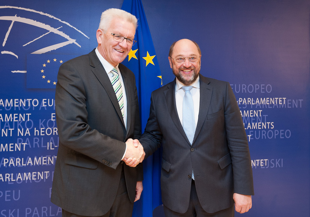 Ministerpräsident Winfried Kretschmann (l.) und der Präsident des Europäischen Parlaments, Martin Schulz (r.)