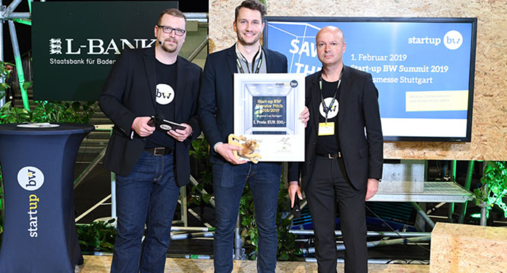 Gewinnerteam „Mapster“ des Start-up BW Elevator Pitch Regional Cup Stuttgart (Bild: © Start-up BW Elevator Pitch)