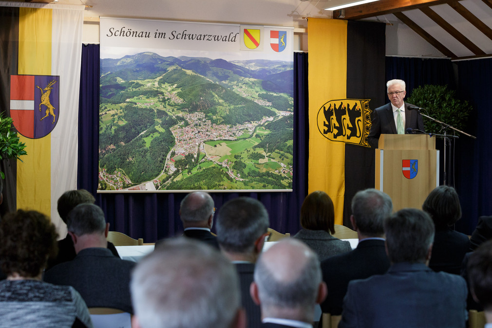 Ministerpräsident Winfried Kretschmann bei seiner Ansprache (Foto: MLR/Jan Potente)
