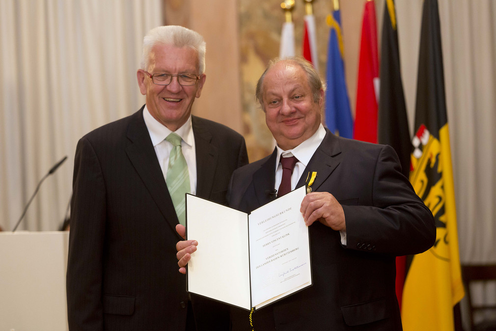 Ministerpräsident Winfried Kretschmann (l.) und Vincent Klink (r.)