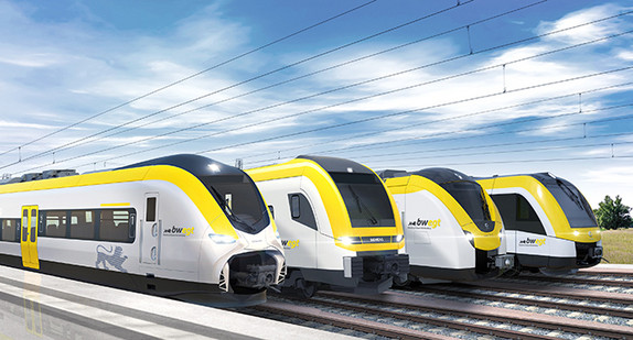 Die neue Fahrzeugflotte des Landes Baden-Württemberg im gelb-schwarz-weißen Landesdesign. (Bilderquelle: © Volker Emersleben)