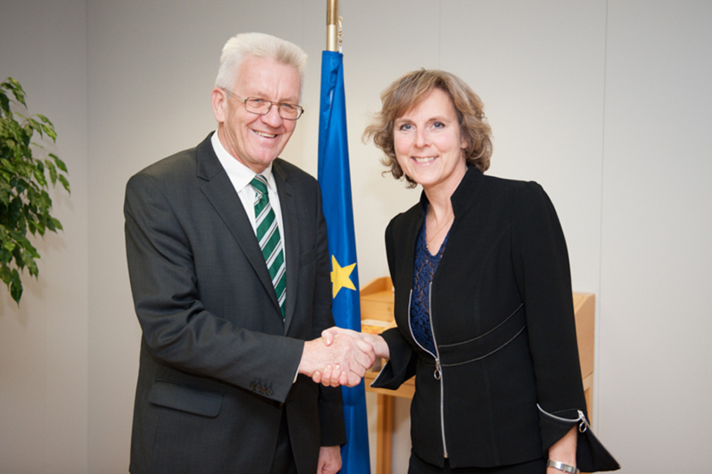 Ministerpräsident Winfried Kretschmann (l.) und Klimakommissarin Connie Hedegaard (r.)