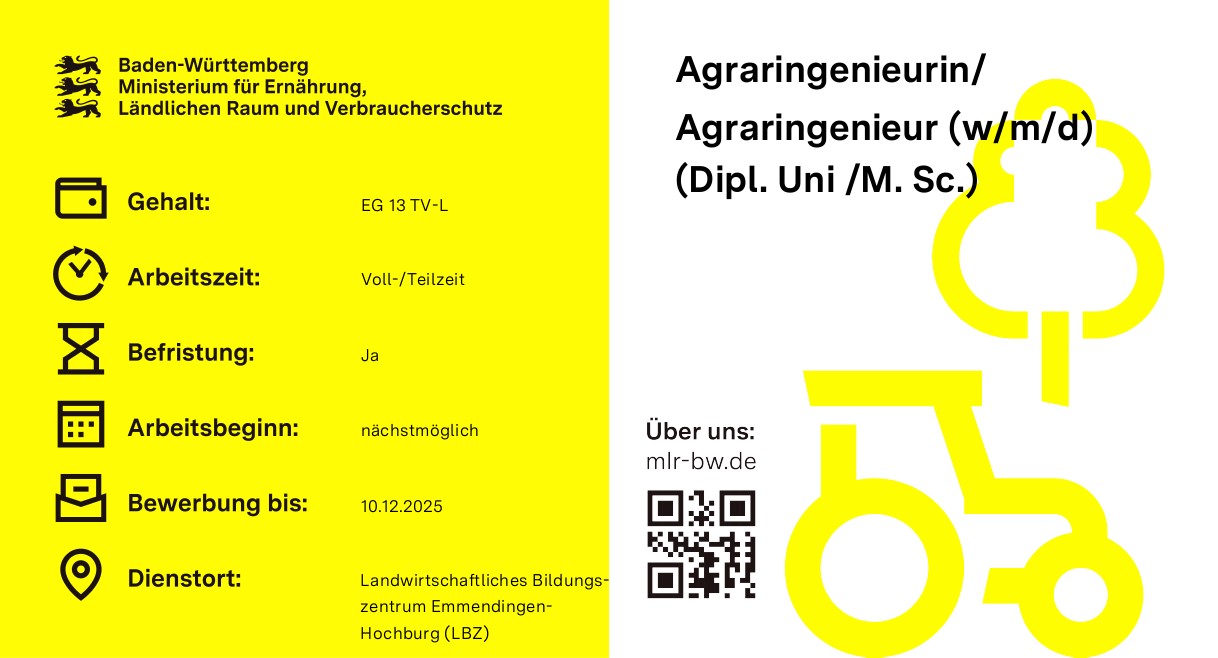 Agraringenieurin / Agraringenieur (w/m/d) (Dipl. Univ. /M. Sc.)