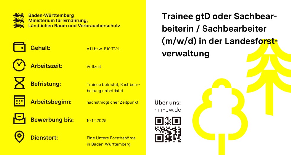 Trainee für den gehobenen technischen Forstdienst (w/m/d) bzw. Sachbearbeiterin / Sachbearbeiter (w/m/d)