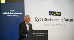 Innenminister Thomas Strobl bei seiner Ansprache beim siebten CyberSicherheitsForum