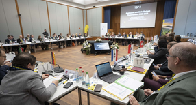 Blick in den Tagungsraum anl&auml;sslich der Sitzung der Europaministerkonferenz in der Landesvertretung in Br&uuml;ssel
