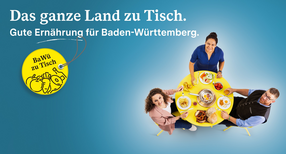 BaW&uuml; zu Tisch - Drei Personen sitzen an einem Tisch